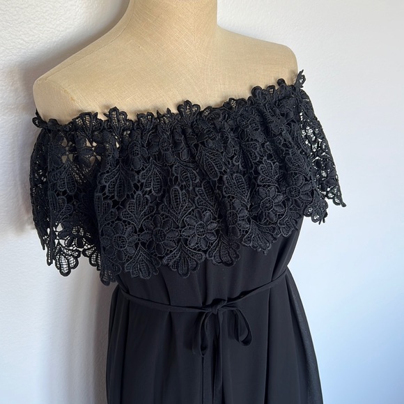 Eliza J Lace Off-The- Shoulder Black Short Dress - Picture 12 of 13